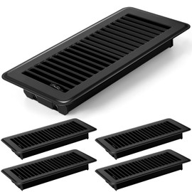 Retisee 4x12 Inches Floor Vent Covers Heavy Duty Floor Register Easy Installation Metal Heat Vent Covers with Rust Proof Finish for Home Floor (Black,2 Pcs)