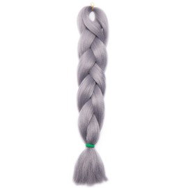 SEGO Grey Braiding Hair Extension 24 Inch One Piece Crochet Hairpiece Full Bundle 100g Synthetic Crochet Twist Braids Hairpiece Heat Resistant
