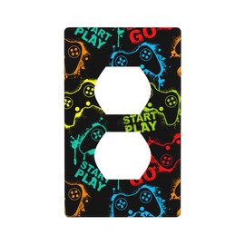 Video Game Controller 1-Gang Duplex Outlet Device Receptacle Wallplate,Decorative Duplex Wall Plate Electrical Outlet Covers,4.50" X 2.76"Inch