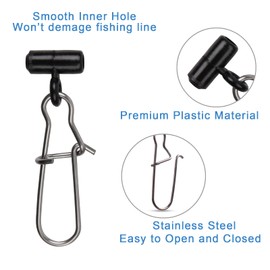 Fishing Line Sinker Slides with Snap Saltwater Catfishing Rig Heavy Duty Sinker Weights Connector with Duo Lock Snaps Quick Change Fishing Clips (Black - 25pcs)