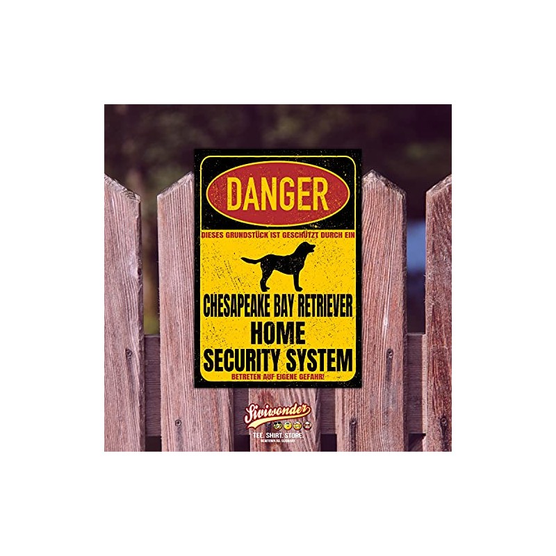 Chesapeake Bay Retriever Dog Sign Danger Security System Door Sign