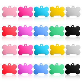 Classicseali 20pcs Dog Tag Blanks,Metal Blank Dog Tags for Engraving, Double-Sided Bulk Dogs Tags, for Dogs ID Tag, Cat Name, DIY Decorative Accessories, 10 Colors