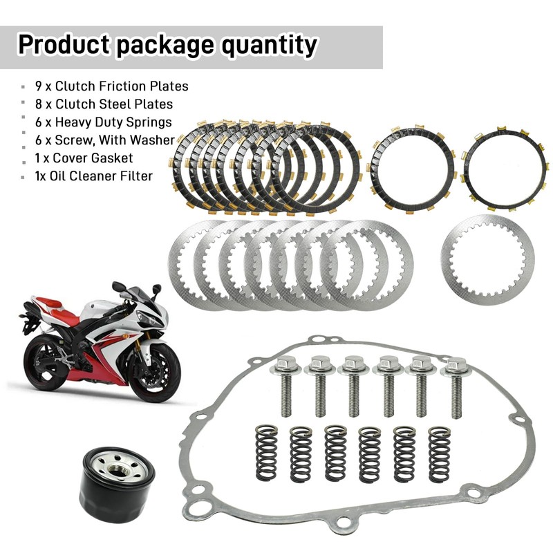 Clutch Kit & Friction Steel Plates Cover Gasket Compatible with