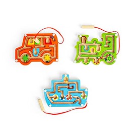 Bigjigs Wooden Magnetic Labyrinth (12) Magnets and Toys, Multicoloured (BJ911)
