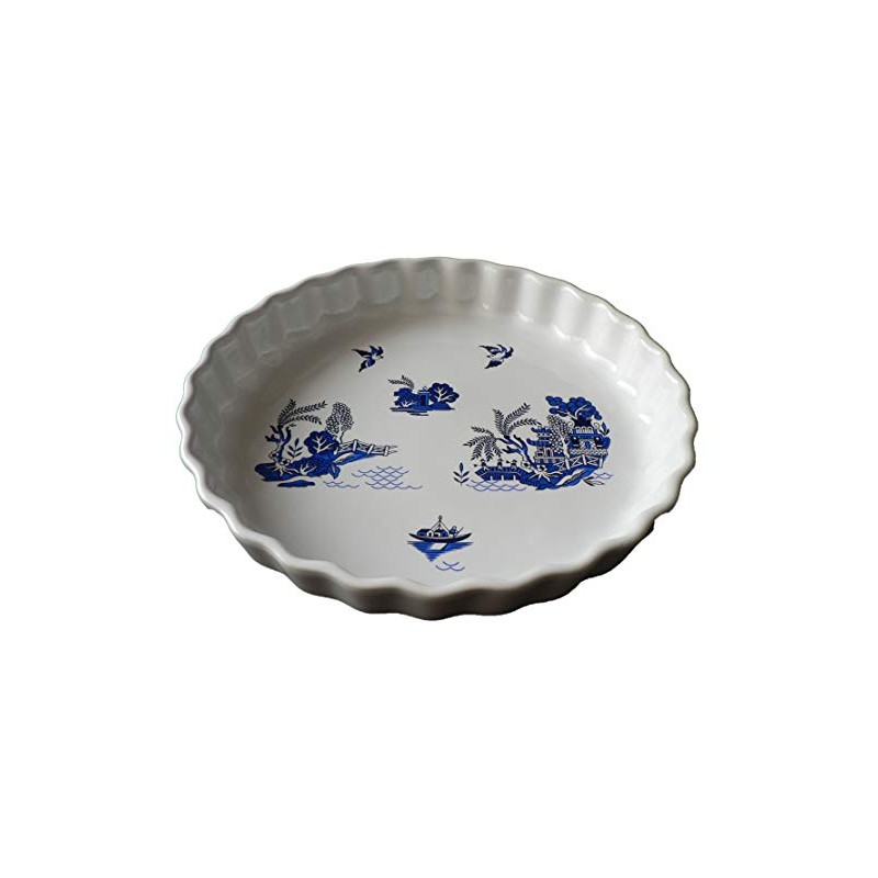 Blue Willow Pattern 25cm Ceramic flan Quiche Dish
