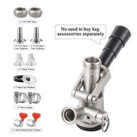 Hgkeke All 304 Stainless Steel Sankey Keg Coupler D System Sankey D Keg Coupler Beer Keg Coupler D System 5/16’’ Keg Coupler Barb US D Sanke Keg Coupler G5/8 Nuts D Type Keg Coupler Beer Tap for Keg
