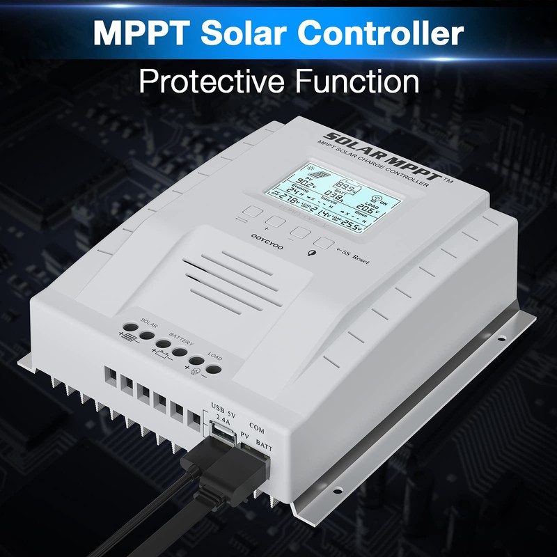 OOYCYOO MPPT Charge Controller 60 amp 12V/24V Auto, 60A Solar