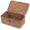FEIALNDUO Wicker Shelf Baskets with Lid,Seagrass Storage Basket Bins Rectangular