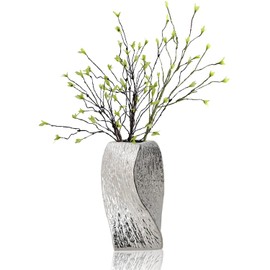 Jarron De Ceramica Moderno Florero Minimalista,Jarrones Decorativos Modernos,Jarrones Geométrico Utilizados en la Mesa de la Boda, Fiesta, Escritorio,Sala de Estar, Dormitorio de Oficina (plata-S)