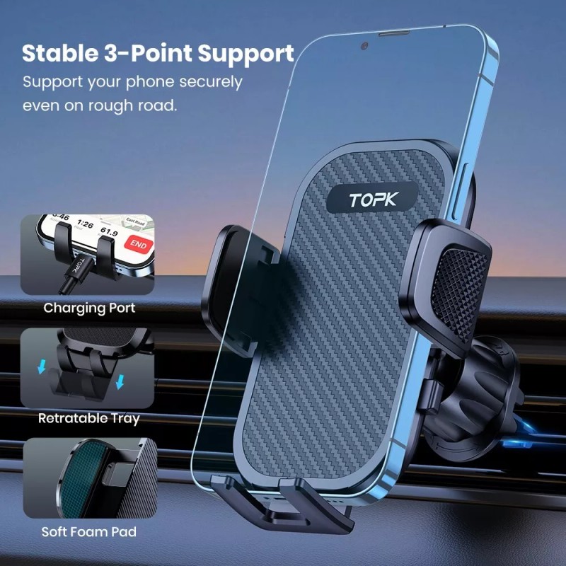 TOPK Phone Mount for Car Universal Air Vent with Hook