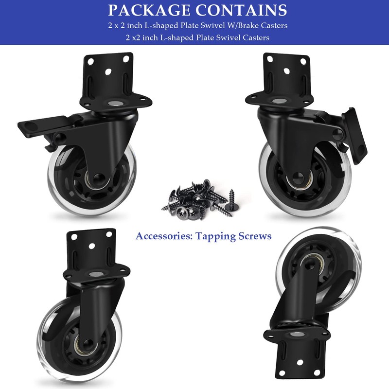 Hirate 3 inch Furniture Casters 360 Degree Brake Caster Wheels,Heavy