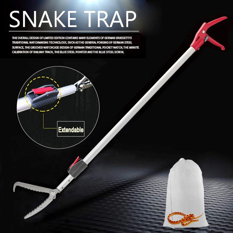 Extendable Snake Tong Reptile Grabber Rattle Snake Catcher Wide Jaw