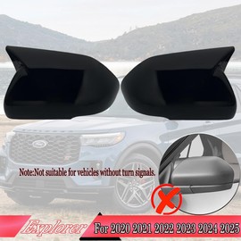 Rear View Mirror Cover, for Ford Explorer 2020 2021 2022 2023 2024 2025 - Bright Black Turn Signal Housing Cover Accessories