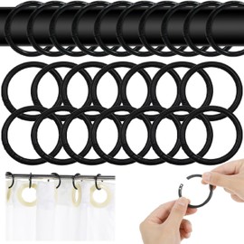 50 Stück Duschvorhang Ringe,BetterJonny Kunststoff Duschvorhang Haken Ringe für Duschvorhänge Aus Stabilem Kunststoff Schwarz Duschringe für Die Meisten Duschvorhänge Geeignet (Schwarz)