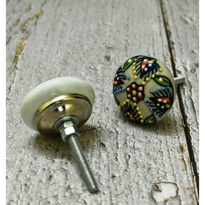 ARTISNO 10pcs Handmade Ceramic Kitchen Cabinet Door Handles Floral Pull