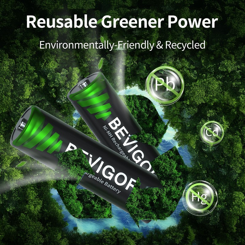 BEVIGOR AA Rechargeable Batetries 16 Pack, 2800 mAh High Capacity