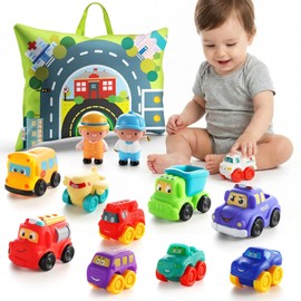 ALASOU 12 juguetes de goma suave para niños de 1 año con tapete de juego/bolsa de almacenamiento, juguetes para bebés, regalos para niños de 1 año para niños de 1 a 2 años, regalo de primer cumpleaños para bebés de 12 a 18 meses