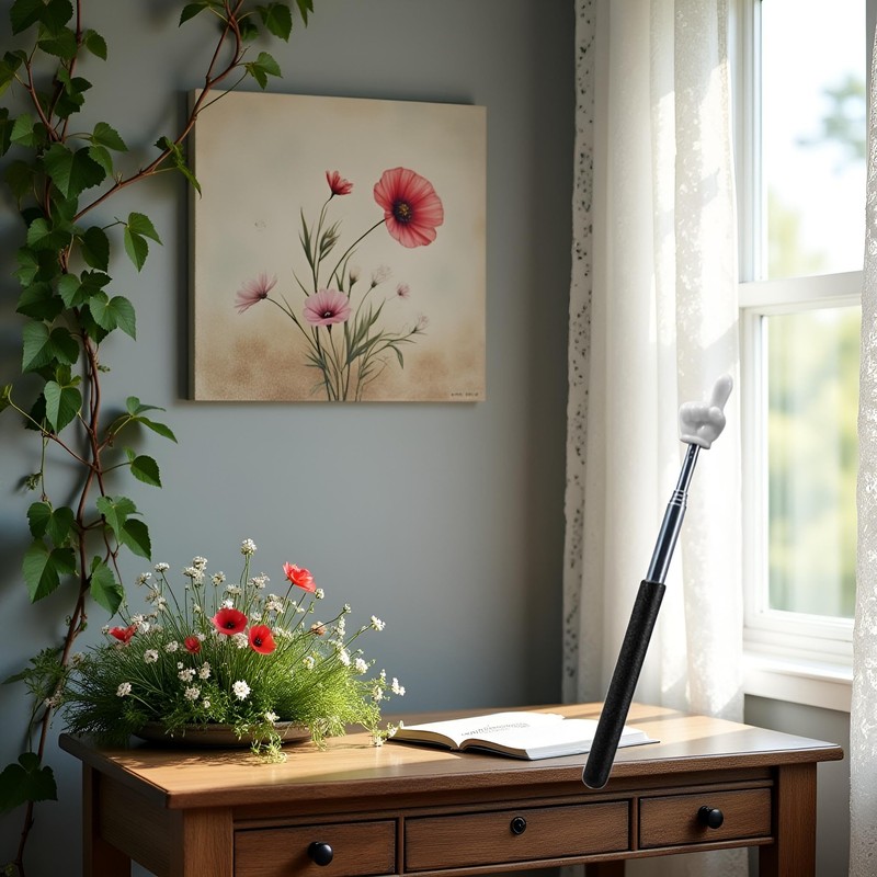 Black Telescopic Teacher Pointer (21.6 Inch),Metal Retractable Handheld Presenter Stick