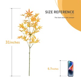 EDIMENS 3 Packs 31.5 Inch Artificial Maple Leaves Branches Fake Fall Maple Shrubs Artificial Maple Stems Fake Fall Leaves Stems Greenery Faux Branches for Vase Filler Home Office Wedding Decoration
