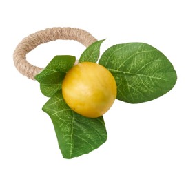 "SARO LIFESTYLE Collection Lemon Napkin Rings (Set of 4), Size: 4"" Lx3.5 W, diameter: 1.5"", Yellow" (NR258.Y)