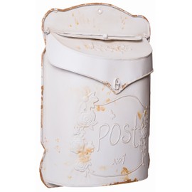 Farmhouse Rustic Style Decorative White Post Mailbox Wall Mounted Design - 15 h x 11 w Inches