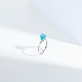 anlarb Silver Plated Ring for Women Firefly Bead Glow in the Dark Ring Adjustable Rings Minimalist Open Finger Rings