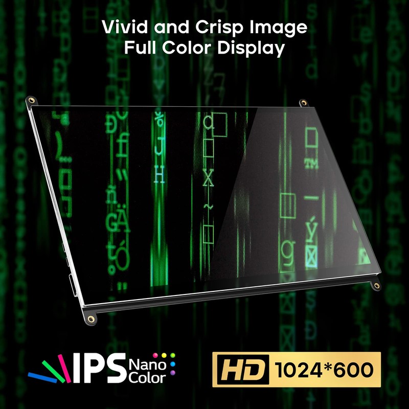 ROADOM 7’’ Raspberry Pi Screen, IPS1024×600,Responsive Smooth Touch,Dual Built-in Speakers,HDMI