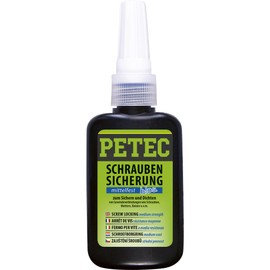 PETEC Schraubensicherung 50g. Schrauben Kleber zum Sichern und Dichten. Starker Klebstoff Schraubenkleber für Muttern, Bolzen und Gewindegrößen bis M36 91050