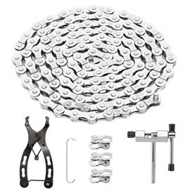 Bike Chain 6/7/8 Speed Bicycle Chain Link Removal Tool with Bike Parts Bike Chains for Road Mountain Racing Cycling (1/2 x 3/32 inch 116 Links)