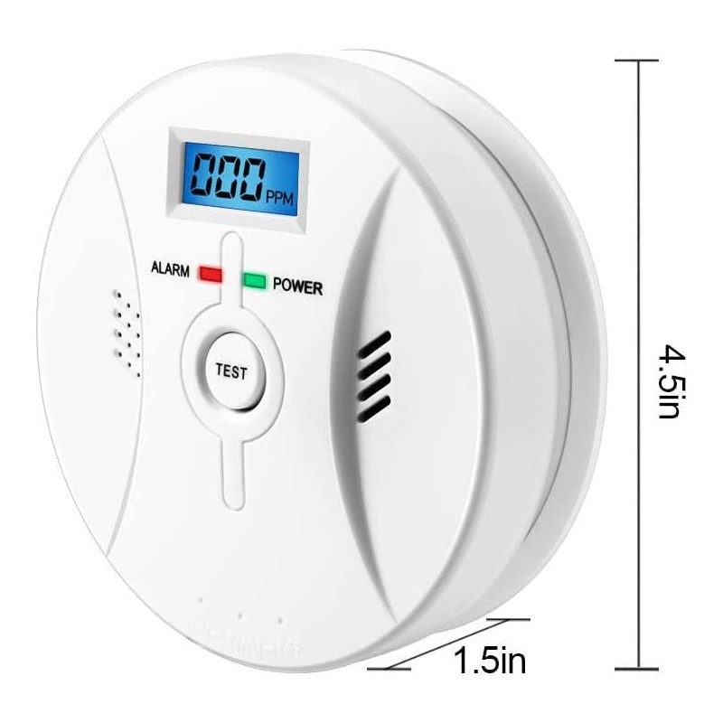 Advanced Carbon Monoxide Detector with LCD Display for Room &