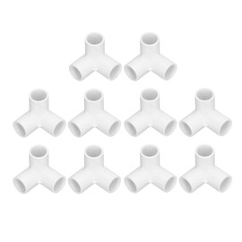 10PCS 3 Way Pipe Fittings Pipe Connectors PVC Plastic Right Angle Tee Corner Connector Corner Fitting, 20mm Inner Diameter(White)