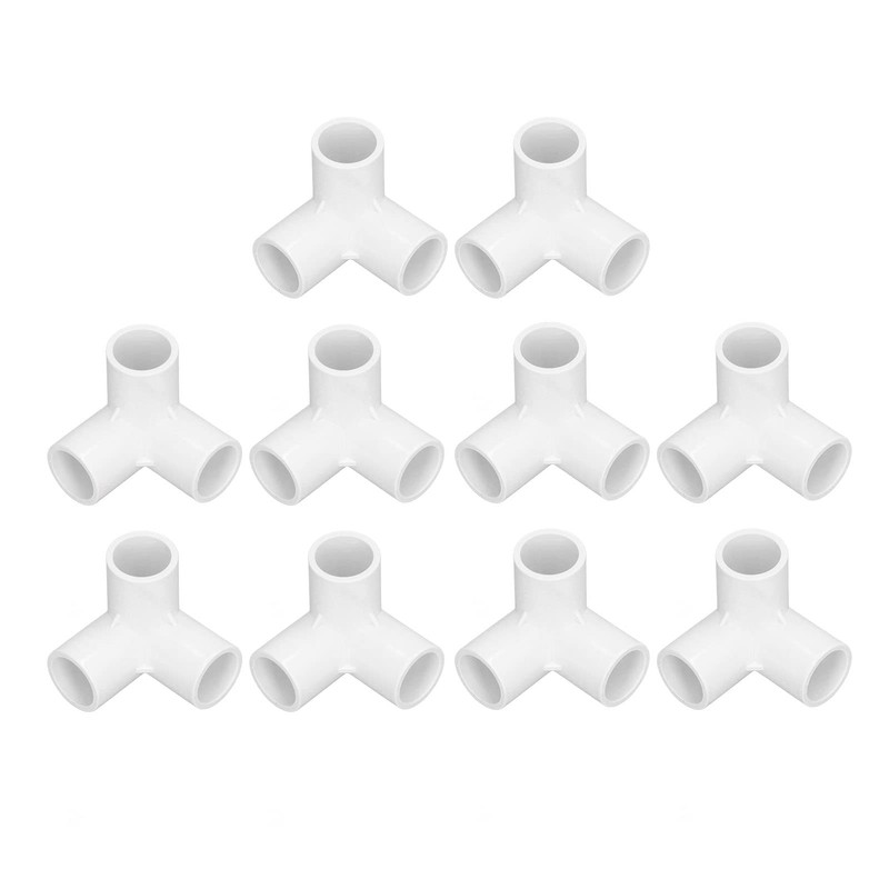 10PCS 3 Way Pipe Fittings Pipe Connectors PVC Plastic Right