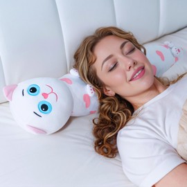 MUKSSE Long Cat Plush Pillow - 27inch Stuffed Animal Sleeping Throw Pillow, Cute Cartoon Stuffed Cat Toy - Cat Plush Doll, Soft Hugging Pillow, Gifts for Children and Adults