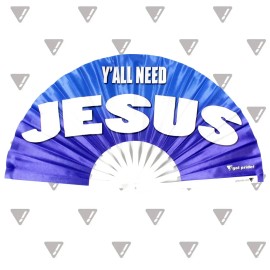 Yall Need Jesus Large Bamboo Folding Clack Hand Fan for Line Dancing, Festivals