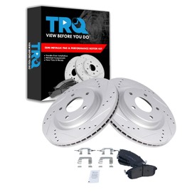 TRQ Front Performance Brake Pad & Rotor Kit Brake Pads Brake Rotors Set Semi-Metallic Compatible with 2011-2017 Nissan Juke 2017-2019 Sentra
