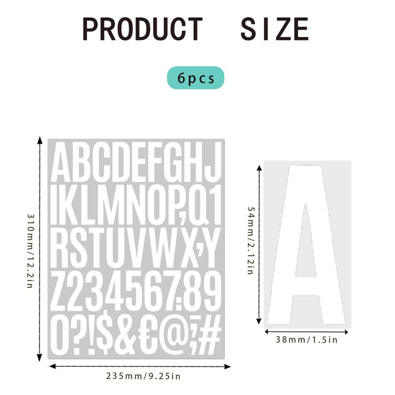 ​6 Sheets Iron on Letters, 2 Inch White Vinyl Iron