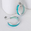 TaYolnFaSo Blue Enamel Hoop Earrings for Women C Shaped Round