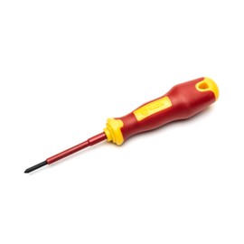 SATA VDE Insulated Electricians #0 Phillips Head Screwdriver with VDE Handle and S2 Steel Blade Tested to 10,000 Volts, 0x2.36" (60MM) - ST61221SC