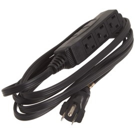Woods 2611 8-Foot 3-Prong Indoor Extension Cord With 3 Outlets, Black