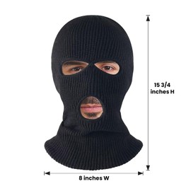 TopTie 3 Hole Balaclava Double Knitted Ski Face Mask Windproof Breathable Full Face Cover for Men and Women, White