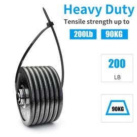 XINGO XINGO 16 inch Black Zip Ties Heavy Duty 100 PCS, 200 LBS Ultra Strong Plastic Wire Ties, Large Cable Ties Extra Long Tie Wraps, Indoor and Outdoor UV Resistant