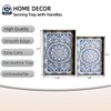 Umisriro Boho Decorative Tray, Modern Blue Serving Tray with Handles,