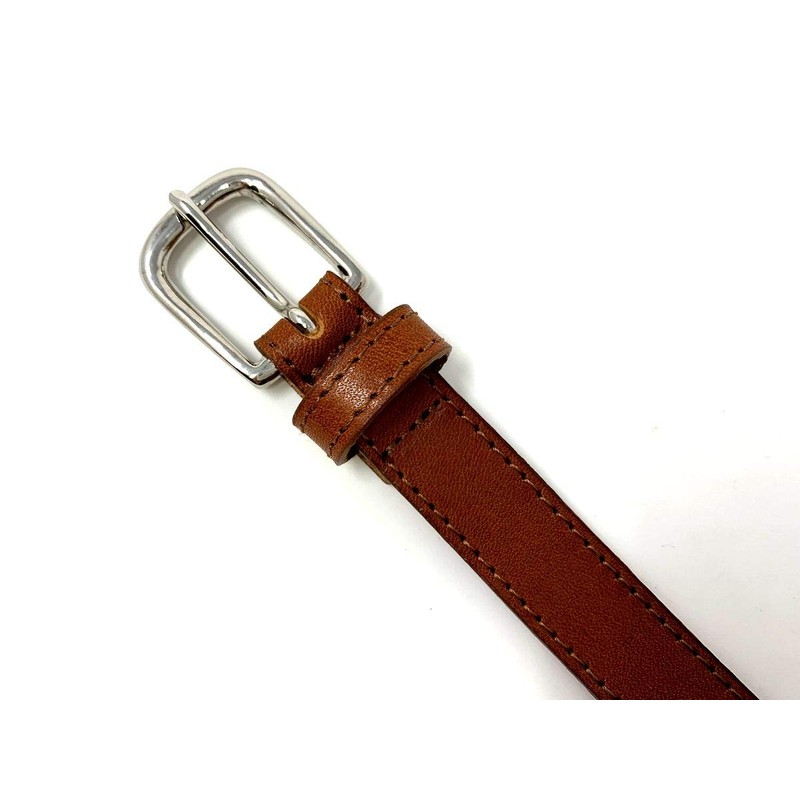 Bellabel Women's Cowhide Leather Belt, Tanned Leather, Thin Belt, Made