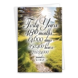 NobleWorks, 40th Recovery Greeting Card with 5 x 7 Inch Envelope (1 Card) 40 Year Time Count C9091AAG