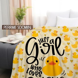Rubber Duck Blanket Lightweight Soft Cozy Flannel Duck Throw Blanket Bedding Decor for Girls Women Adults Gifts 80"x60"