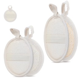 Nogeqi 4PCS Natural Loofah Sponge Exfoliating Body Scrubber, Shower Bath Loofah Exfoliating Sponge, Face Body Exfoliator Scrubber for Women Men Bath Shower, Eco-Friendly (2 Styles)