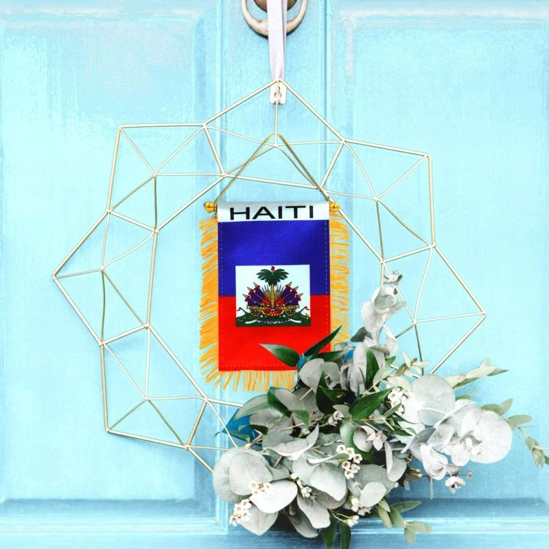 Anley 4 X 6 Inch Haiti Fringy Window Hanging Flag