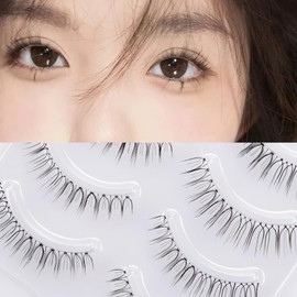 HAPVITAL False Eyelashes, 3D, 5 Pairs Natural Butt Eyelashes, Handmade, Reusable Eyelashes, Long Lasting, Ultra Lightweight, Natural, Waterproof, Everyday Use, Lifestyle Makeup, Actress Eyelashes,