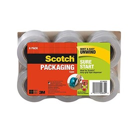 Scotch Sure Start Packaging Tape Refill Rolls, 6-Rolls, 1.5" Core, 1.88 Inches x 900 Inches (DP-1000RF6), 10 Pack