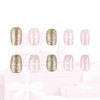 Christmas Pink Press On Nails Medium Square False Snowflake Glitter